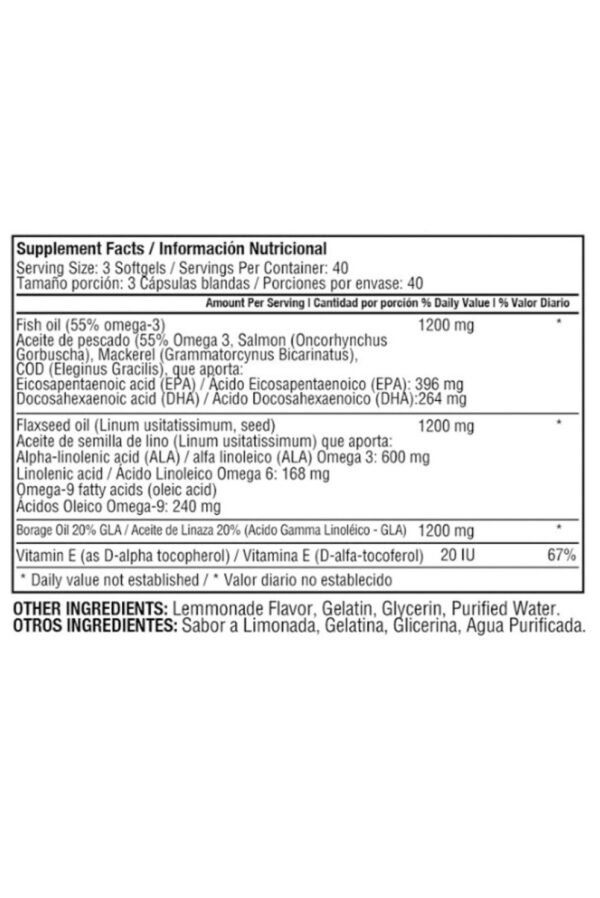Triple Omega 3-6-9 1200mg 120 softgels - Imagen 2